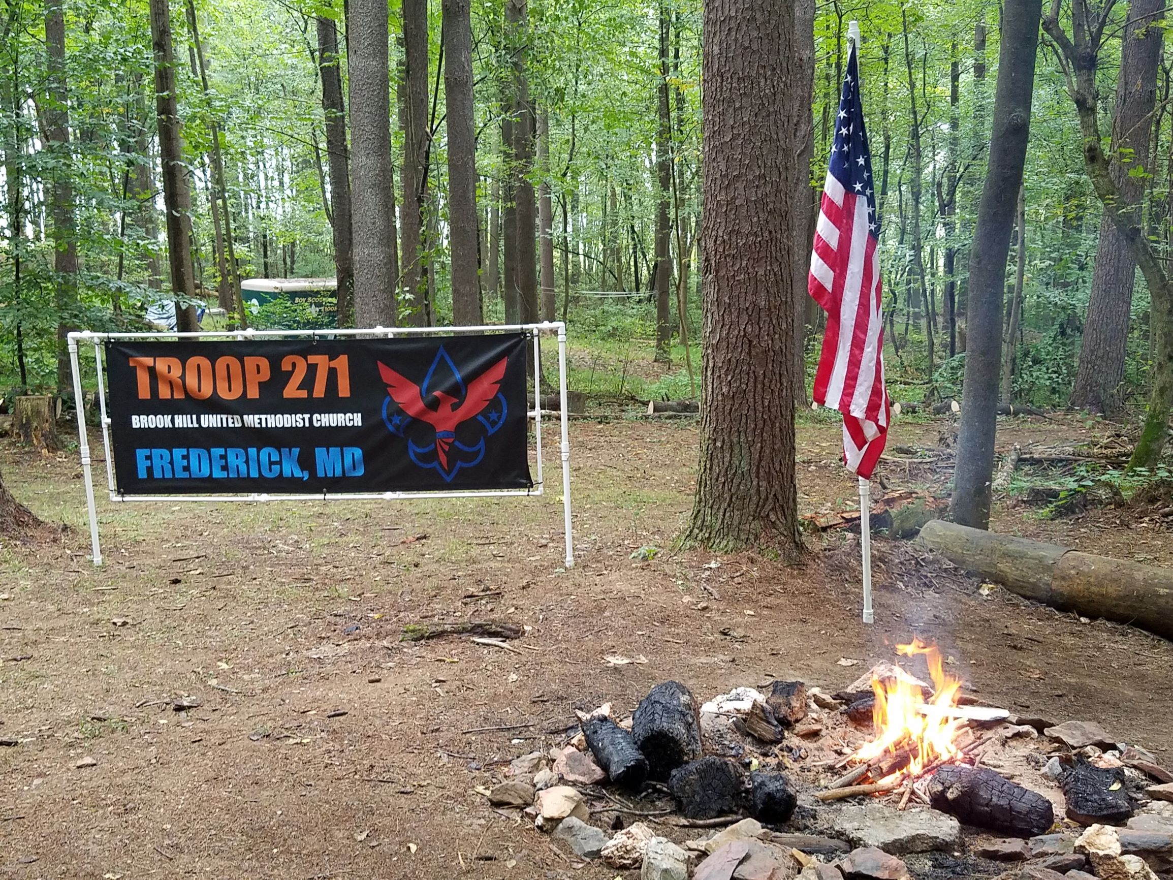 Boy Scout Camping trip - banner, flag, fire