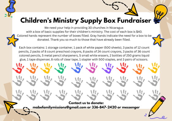 Mabe - Children's Ministry Supply Box Fundraiser Mabe - Children's Ministry Supply Box Fundraiser